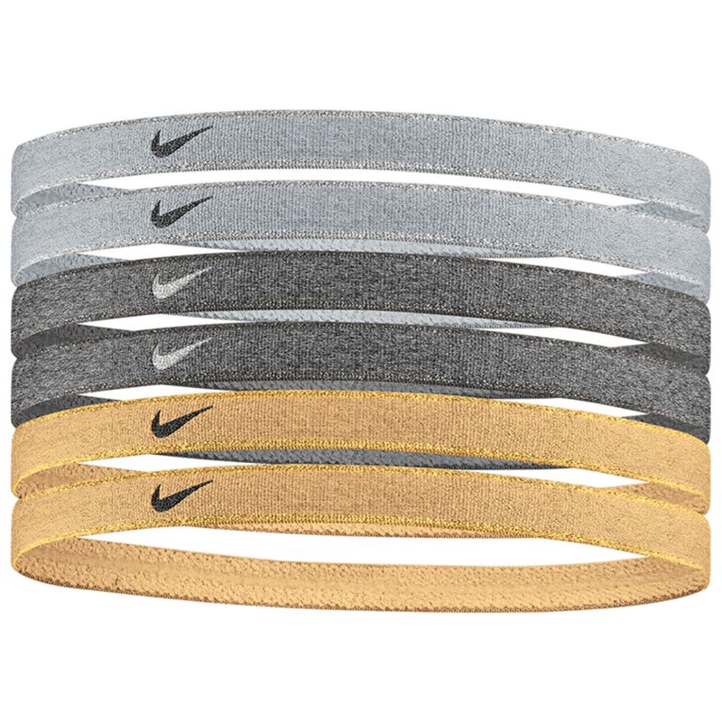 SWOOSH SPORT HEADBANDS 6PK METALLIC (GRAY/BLACK/GOLD)