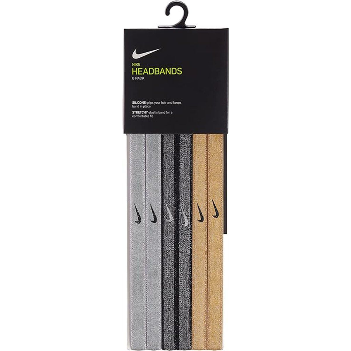 SWOOSH SPORT HEADBANDS 6PK METALLIC (GRAY/BLACK/GOLD)