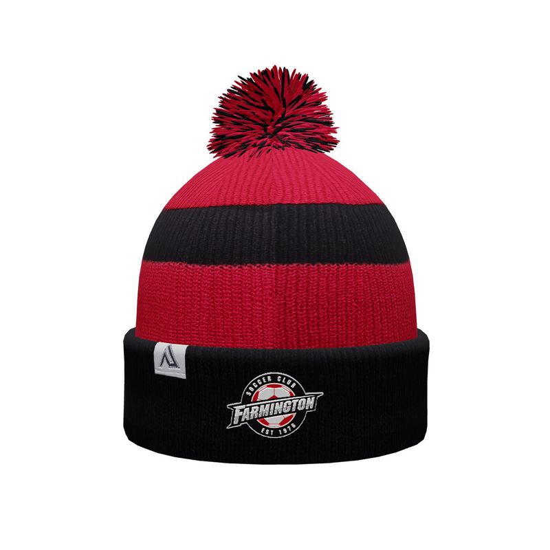 FSC POM BEANIE (BLACK/RED)