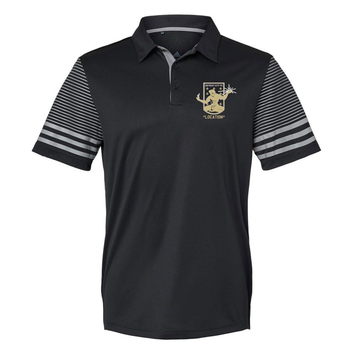 DCFC STRIPED SLEEVE POLO (BLACK)
