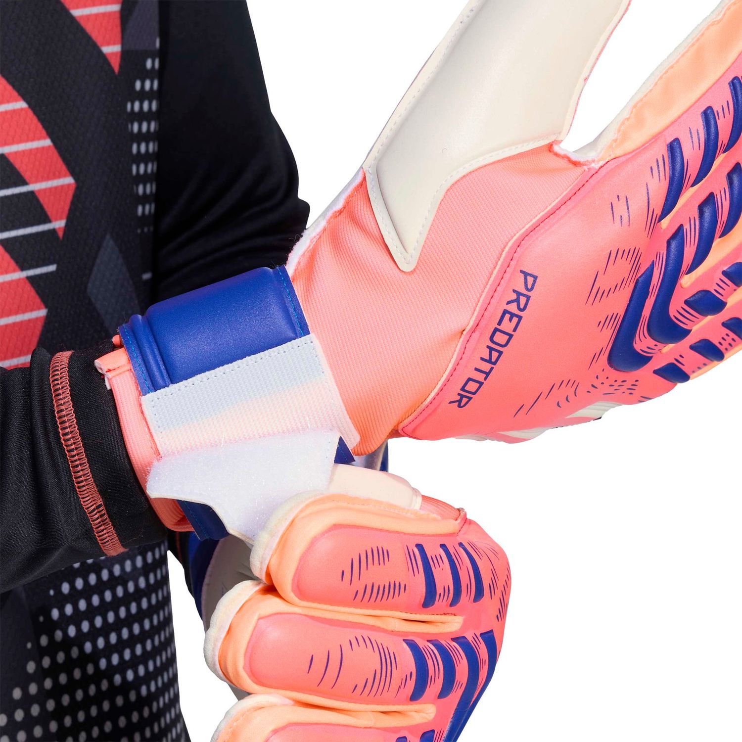 PREDATOR MATCH FINGERSAVE GK GLOVES (CORAL/BLUE)