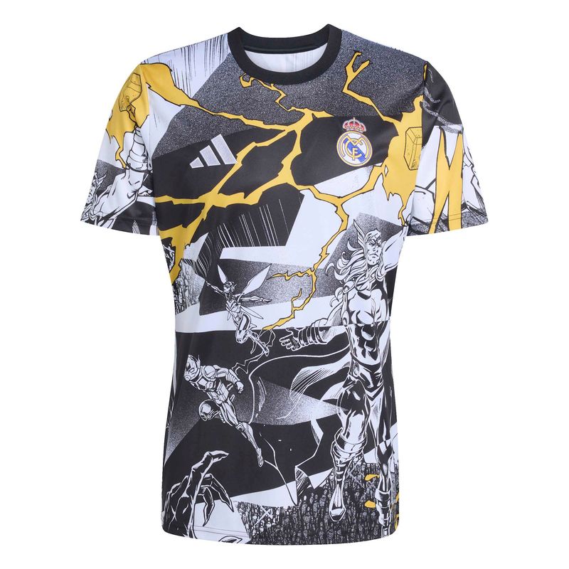 REAL MADRID 25/26 PRE-MATCH JERSEY MARVEL (BLACK/WHITE/GOLD)