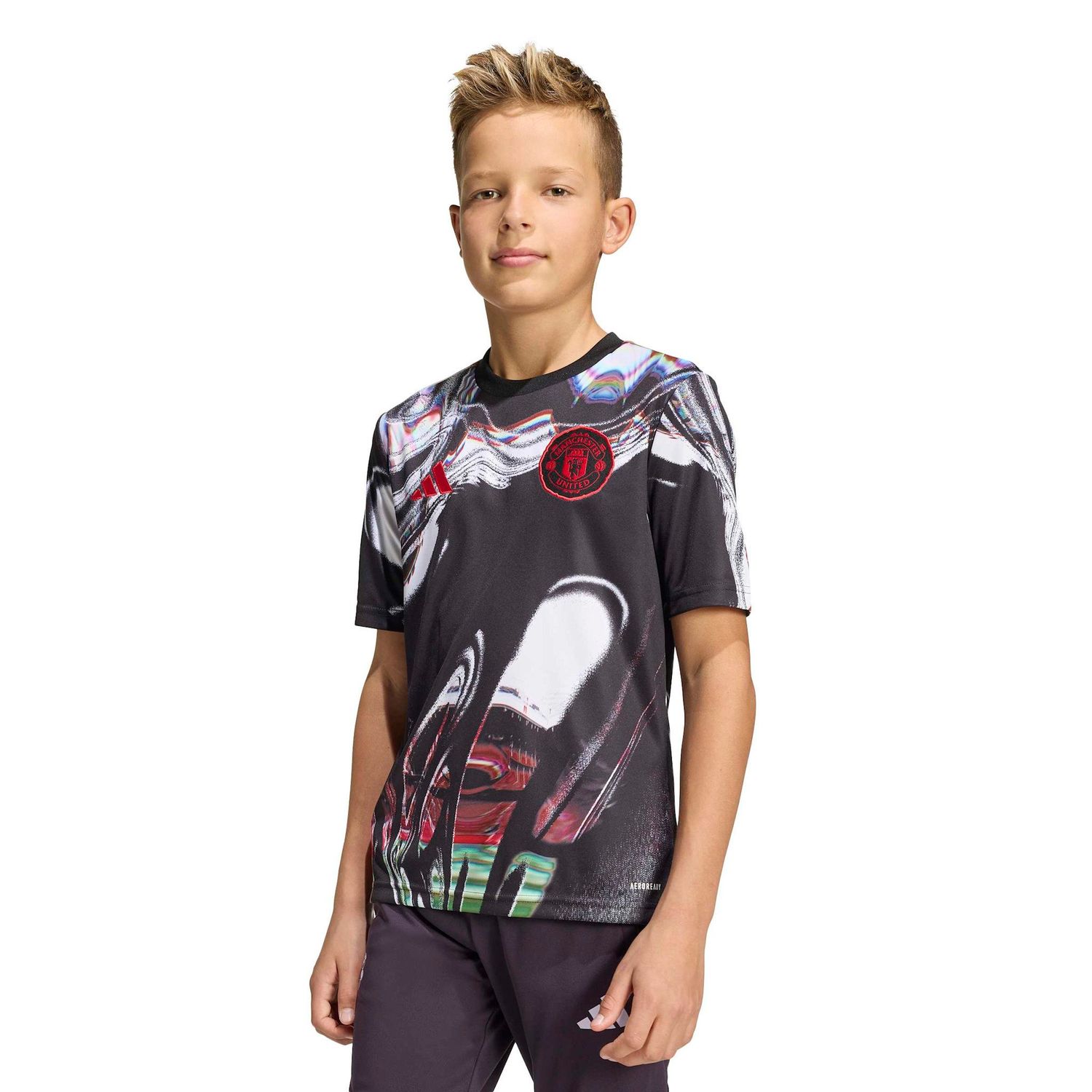 MANCHESTER UNITED 25/26 PREMATCH JERSEY YOUTH (BLACK/WHITE)