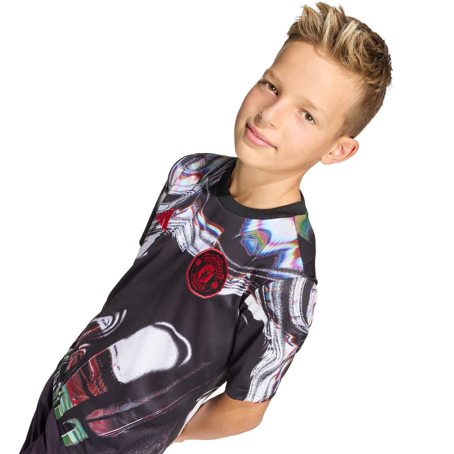 MANCHESTER UNITED 25/26 PREMATCH JERSEY YOUTH (BLACK/WHITE)