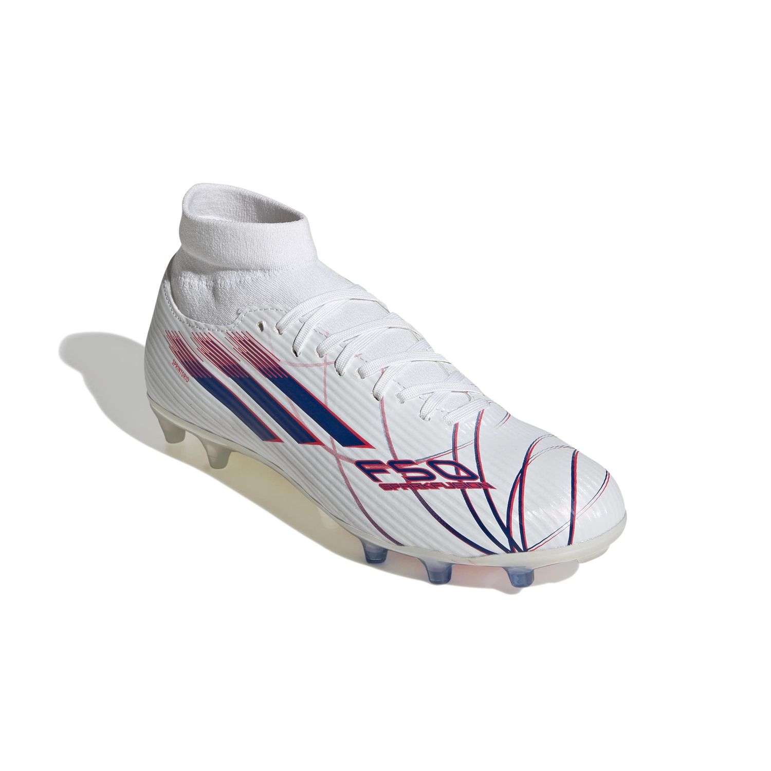 F50 SPARKFUSION LEAGUE FG/AG TR (WHITE/BLUE/RED)