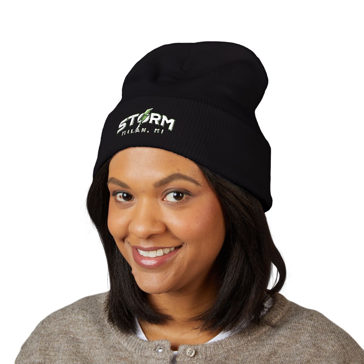 Milan Storm Soccer Text Beanie