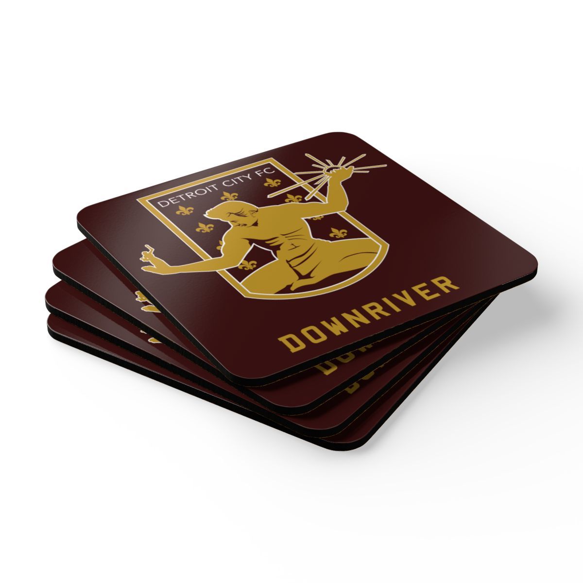 DCFC Downriver "Crest" Corkwood Coaster Set