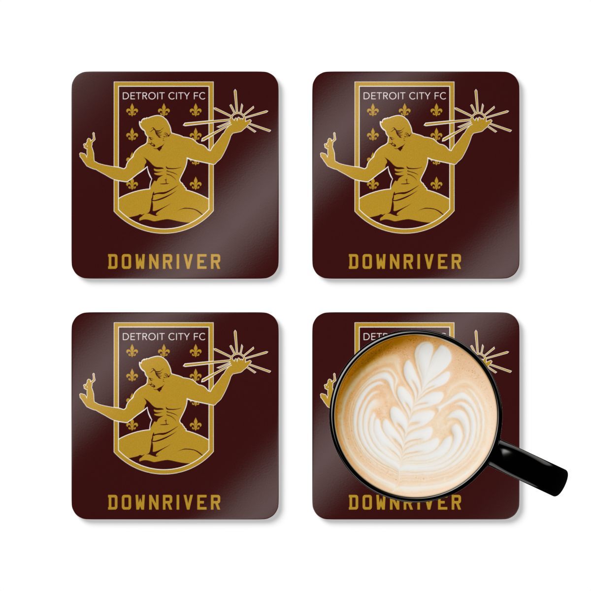 DCFC Downriver "Crest" Corkwood Coaster Set