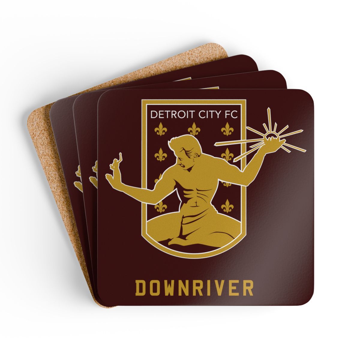 DCFC Downriver "Crest" Corkwood Coaster Set