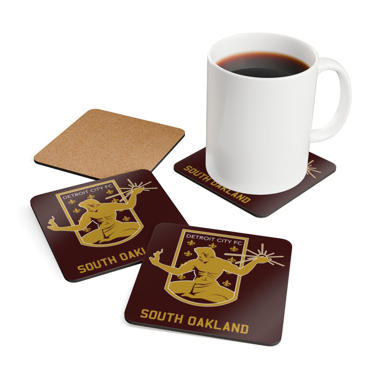 DCFC South Oakland "Crest" Corkwood Coaster Set