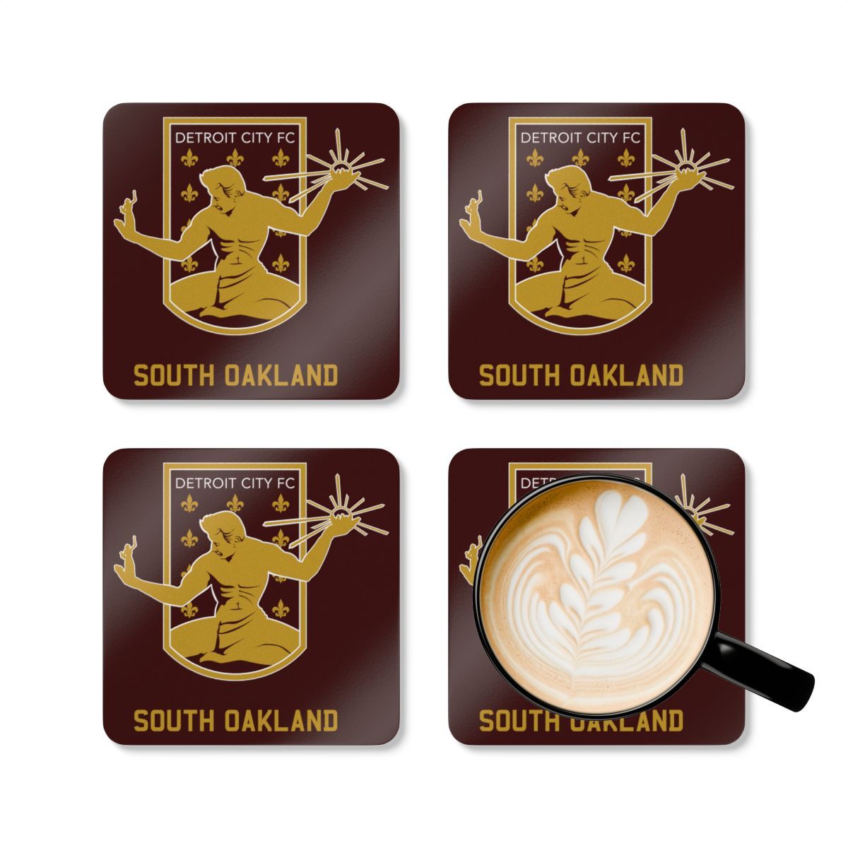 DCFC South Oakland "Crest" Corkwood Coaster Set