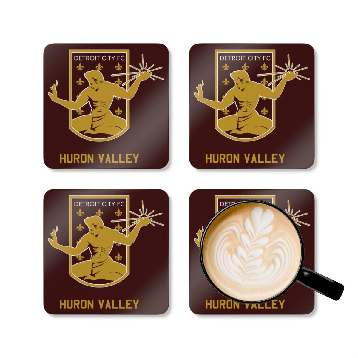 DCFC Huron Valley "Crest" Corkwood Coaster Set