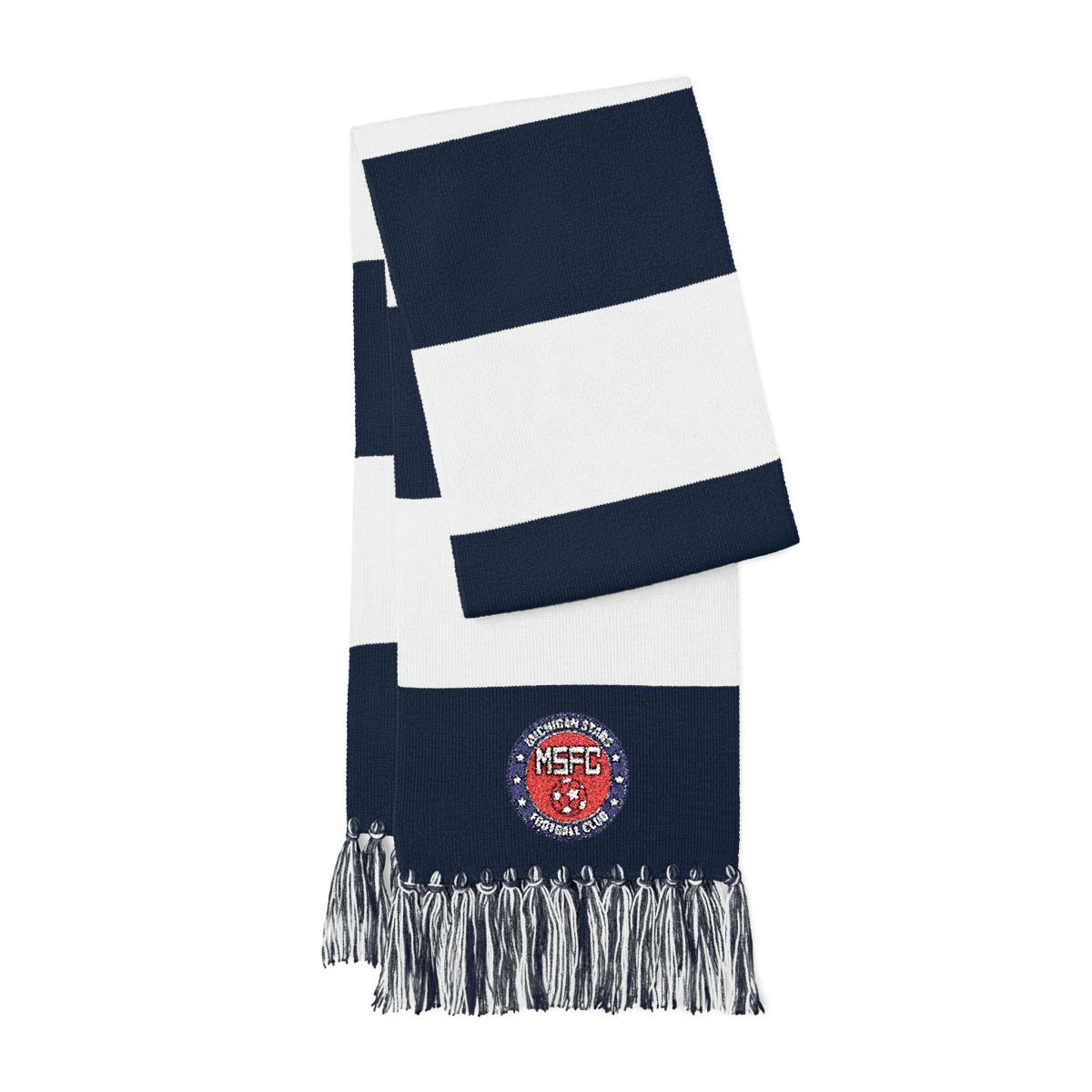 MI Stars "Crest" Embroidered Striped Scarf