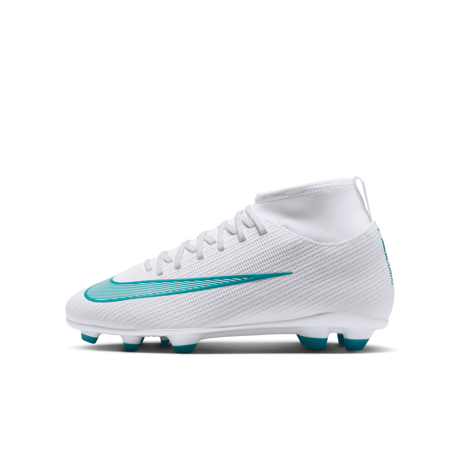MERCURIAL SUPERFLY 11 CLUB FG/MG JR (WHITE/TEAL)