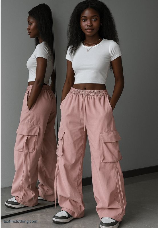 Ladies Three-Dimensional Pocket Cargo Pants