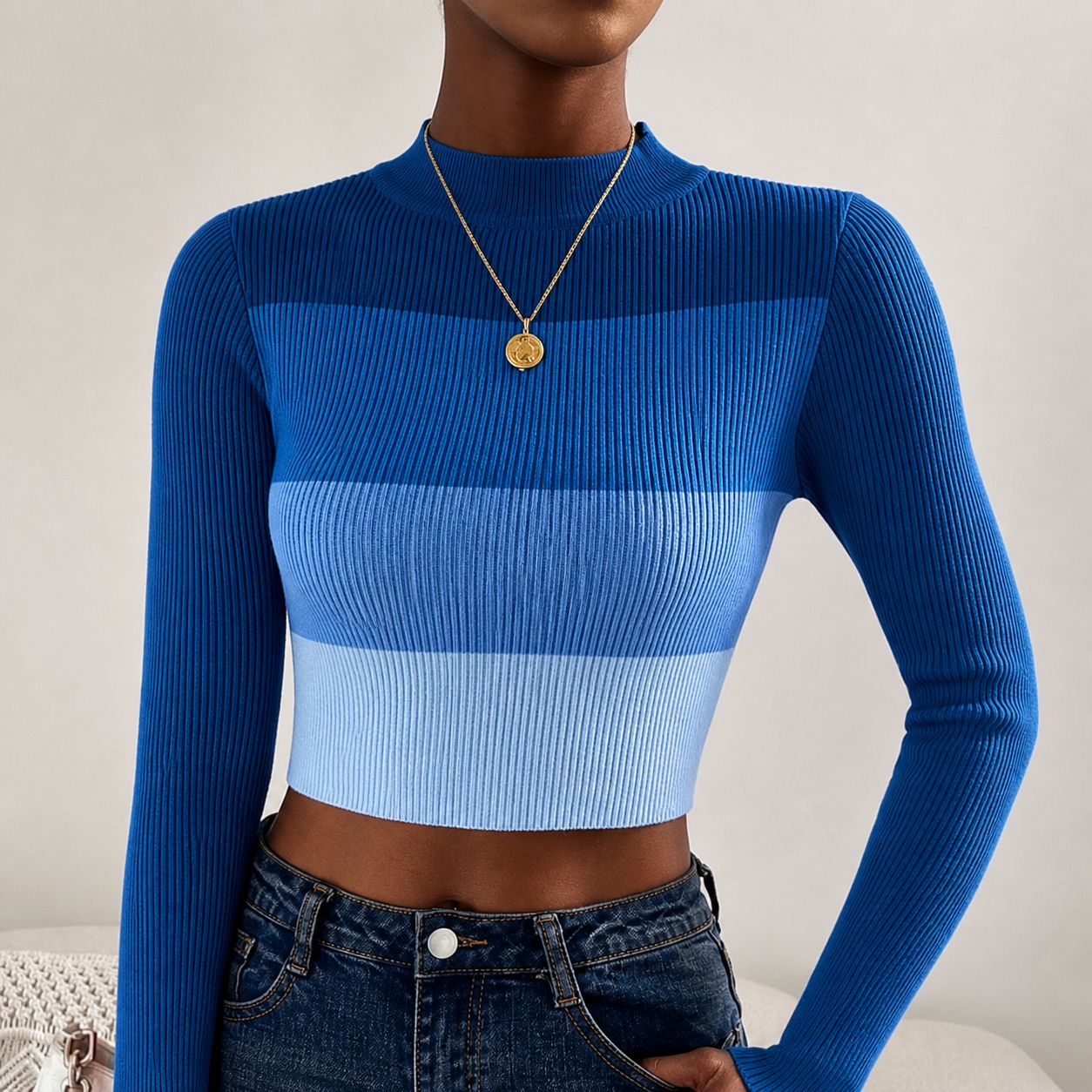 Luxfin Stripe Crop Knit