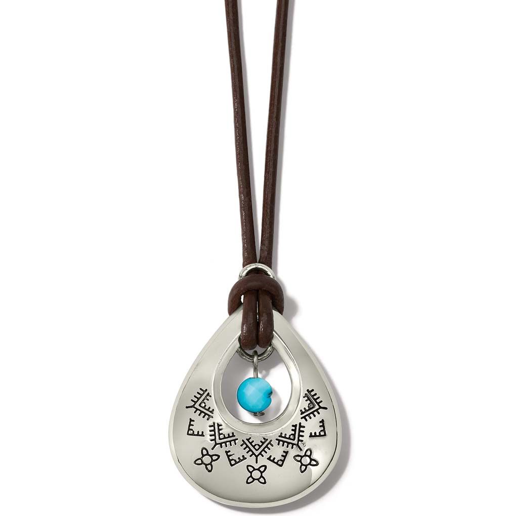 Mosaic Paseo Teardrop Necklace, Color: Silver/Turquoise