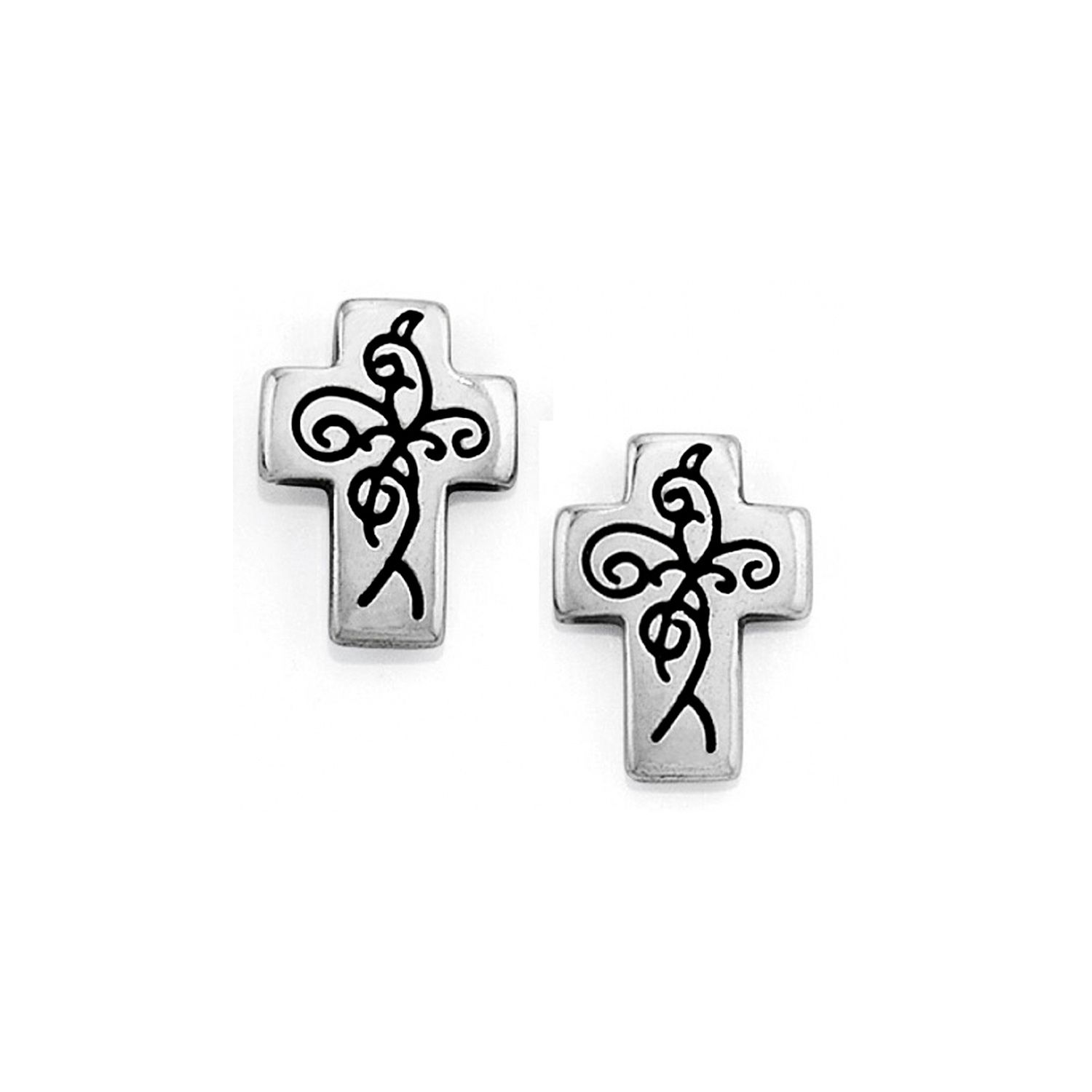 True Cross Mini Post Earrings, Color: Silver