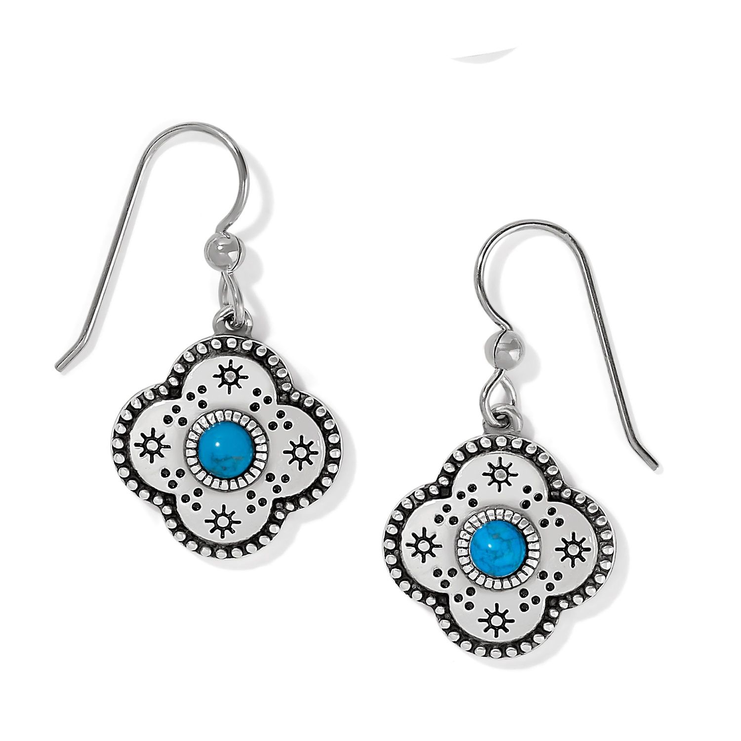 Mosaic Petite Pendant French Wire Earring, Color: Silver/Turquoise