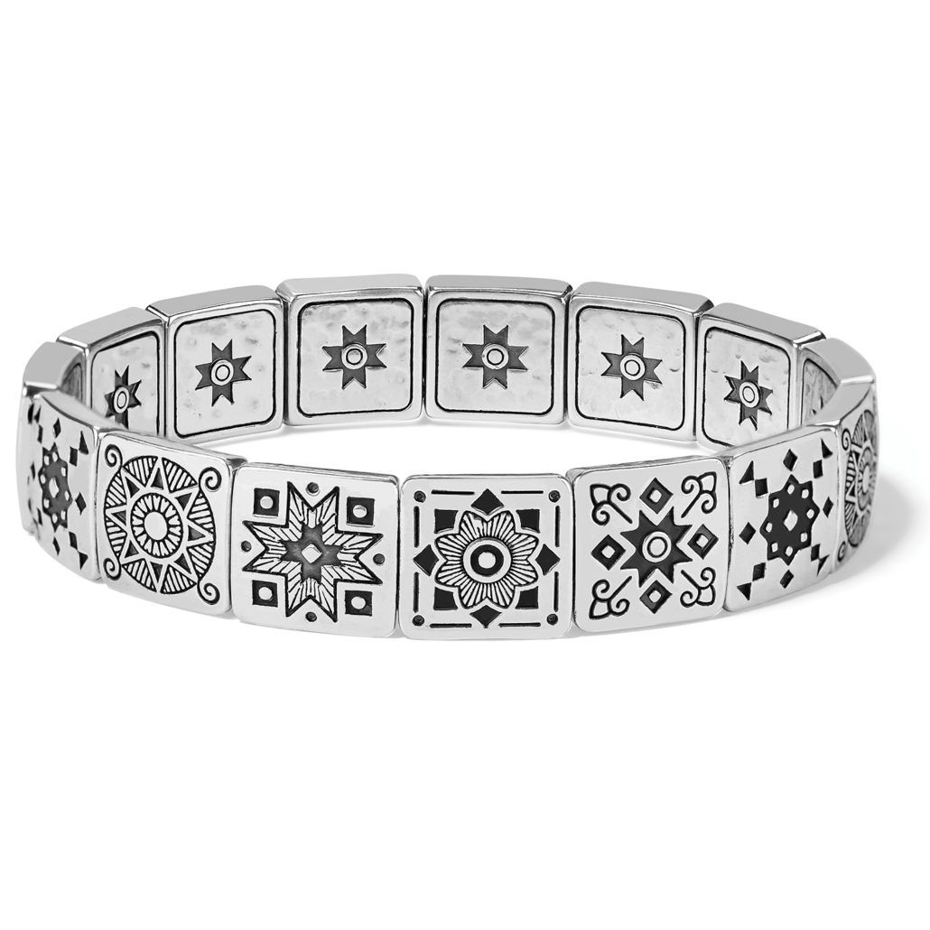 Mosaic Tile Stretch Bracelet, Color: Silver/Turquoise