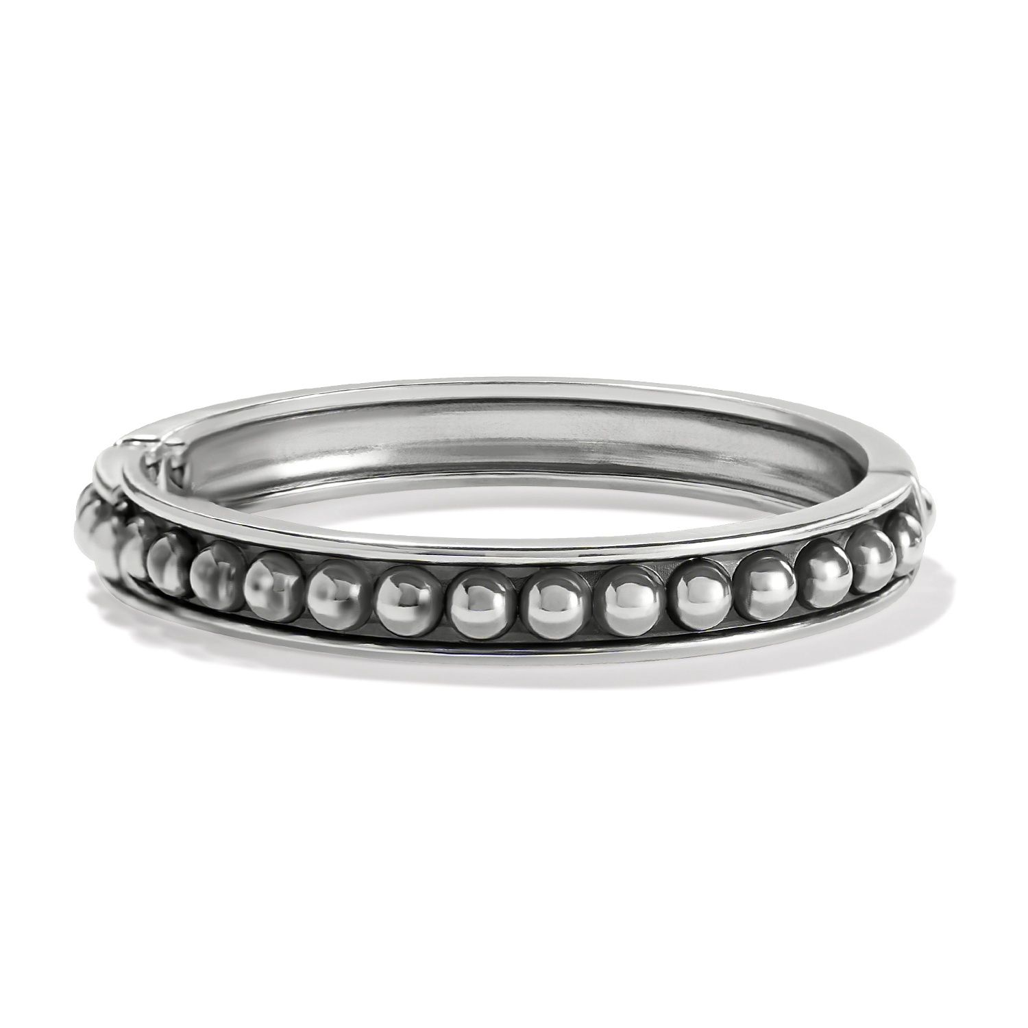 Pretty Tough Stud Hinged Bangle Bracelet, Color: Silver