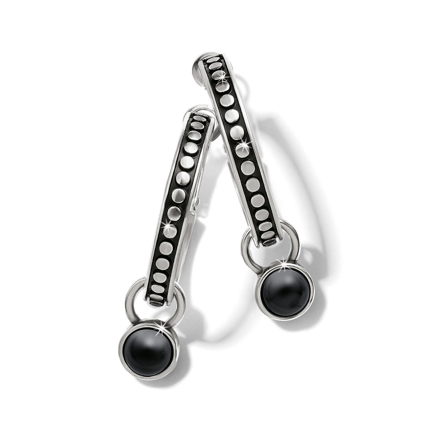 Pebble Dot Onyx Reversible Hoop Earrings, Color: Silver/Black