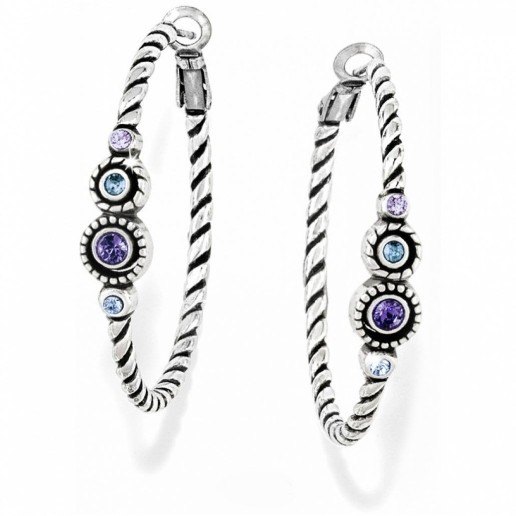 Halo Hoop Earrings, Color: Silver/Tanzanite