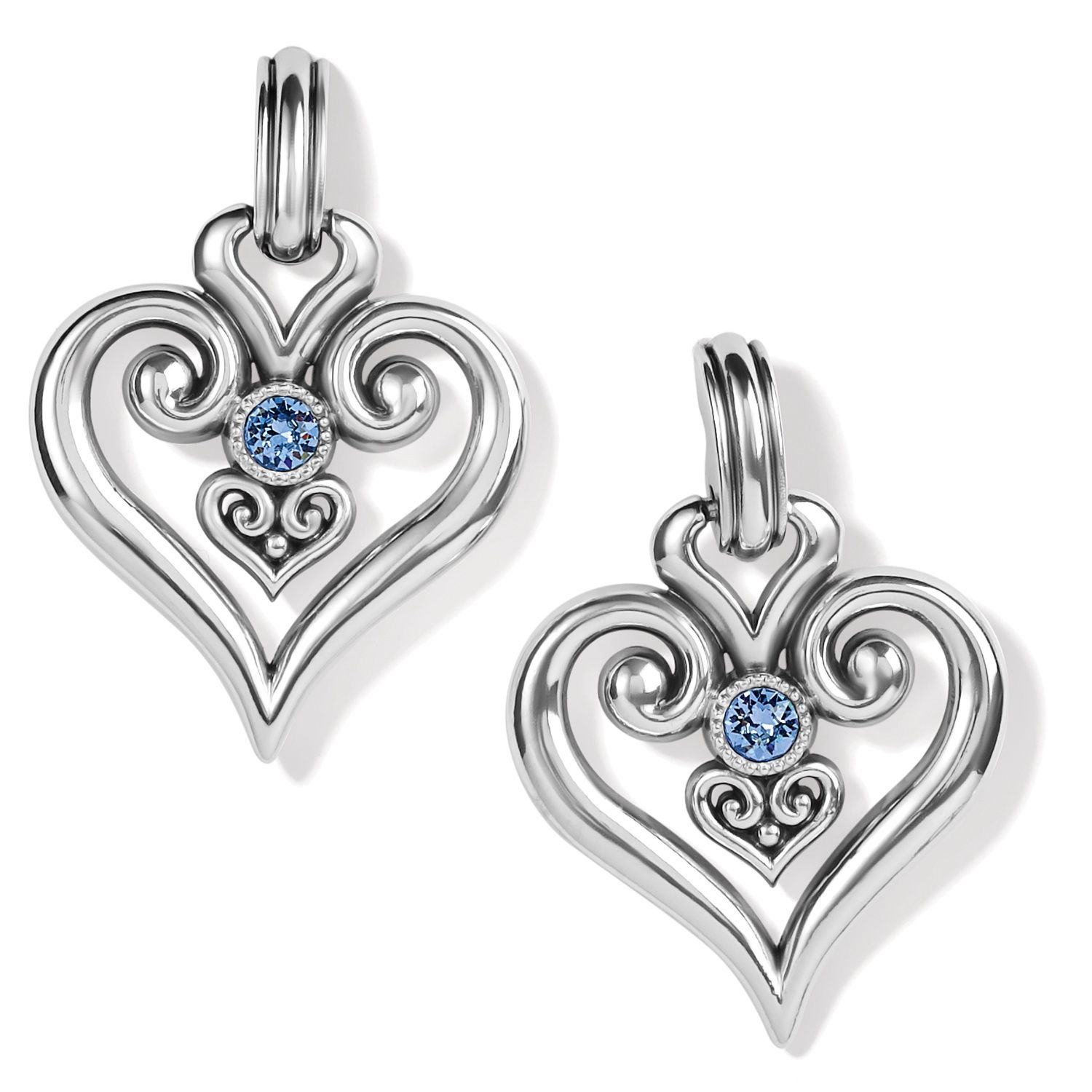 Alcazar Heart Glint Post Drop Earrings, Color: Silver/Lt Sapphire