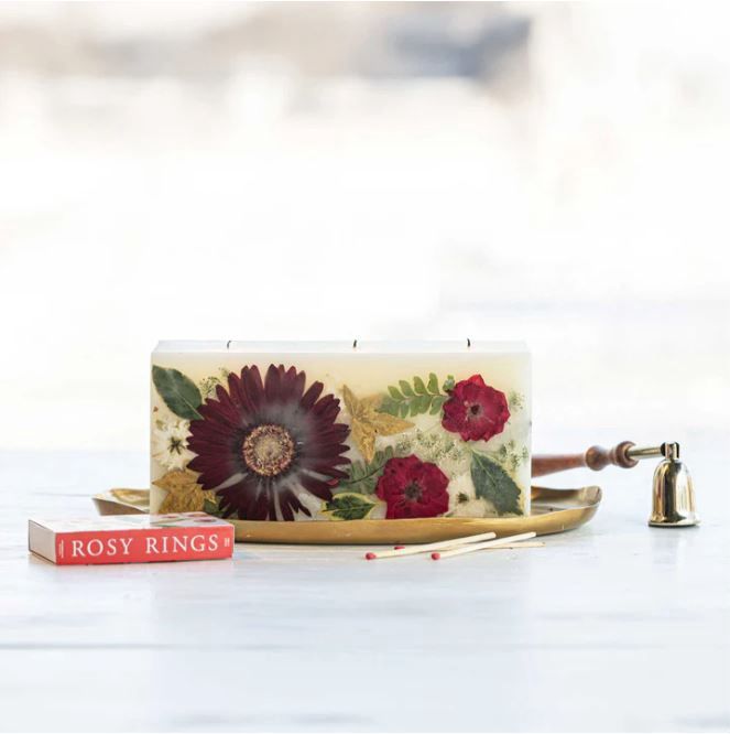 Holiday Brick Botanical Candle, Rosy Rings Fragrance: Red Currant &amp; Cranberry