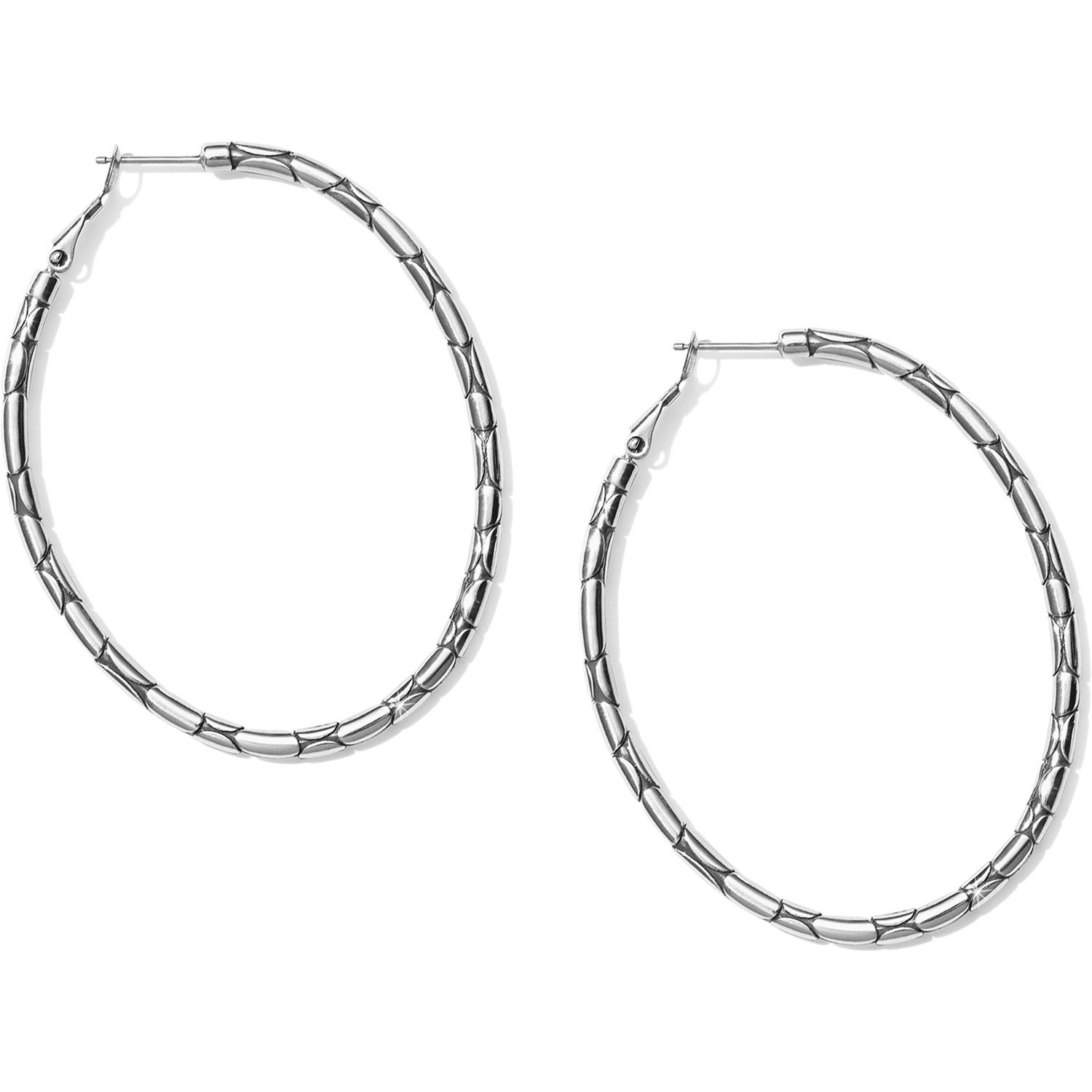 Pebble Large Oval Hoop Earrings, Color: Siver