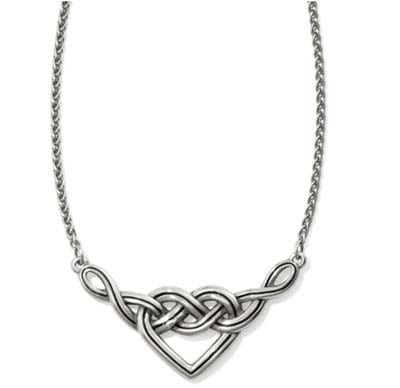 Interlok V Heart Necklace, Color: Silver