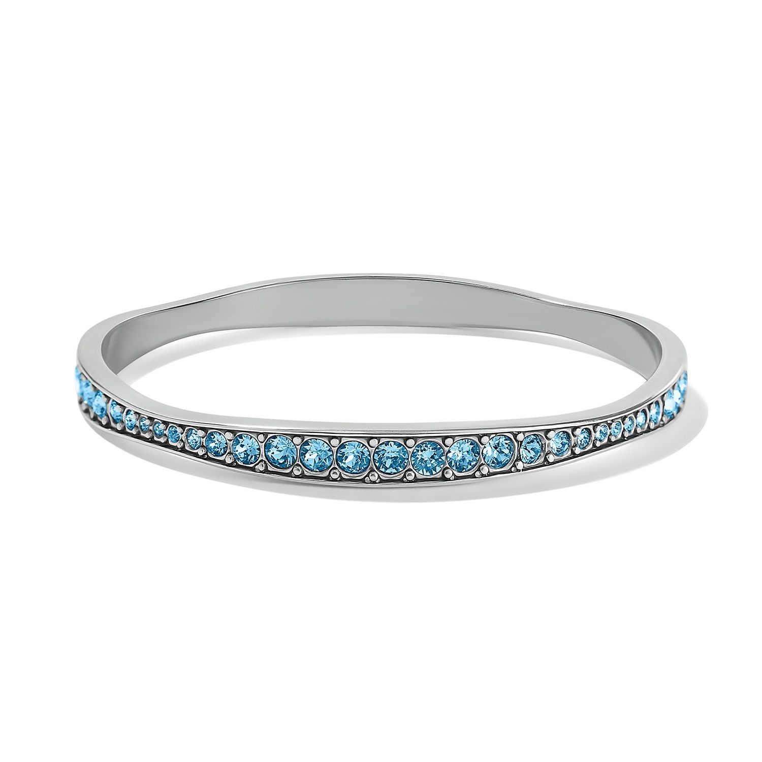 Light Hearted Crystal Bangle, Color: Silver