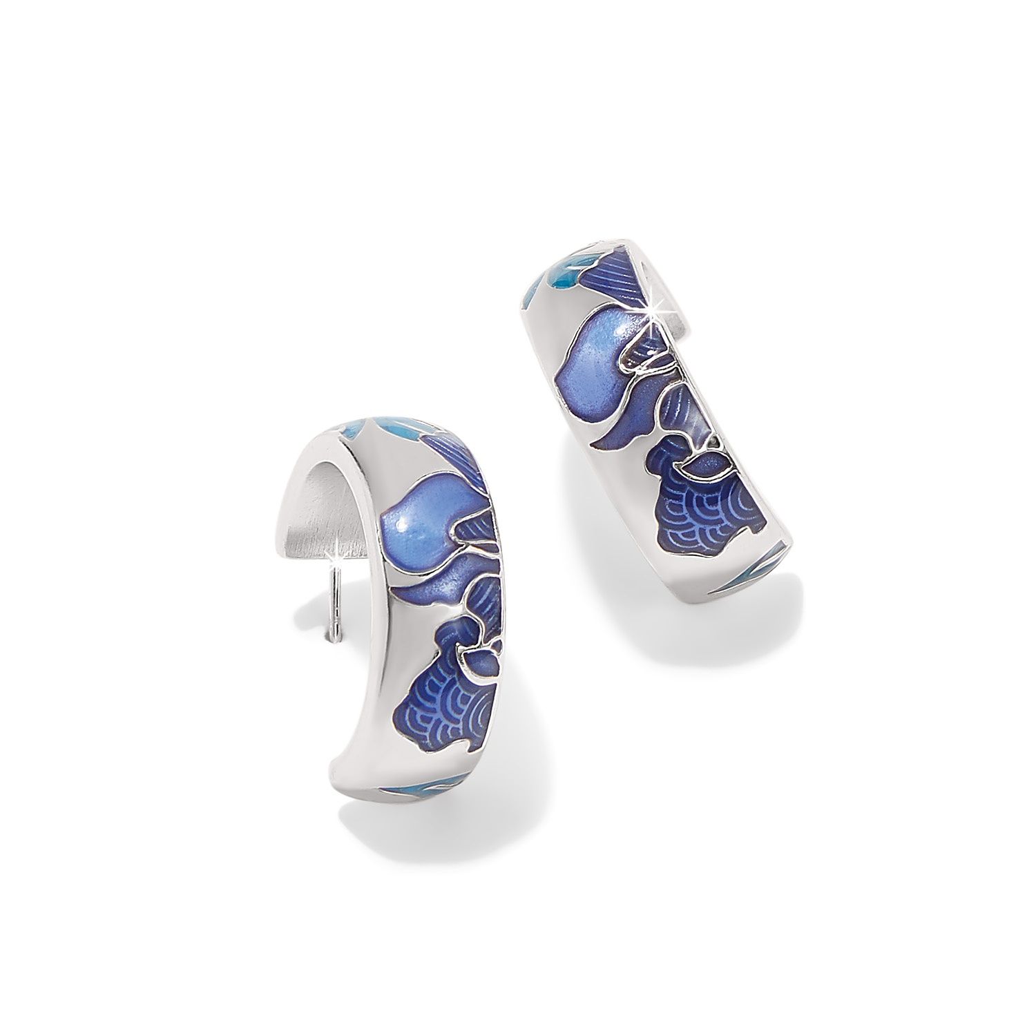 Terra Hoop Earrings, Color: Silver/Blue