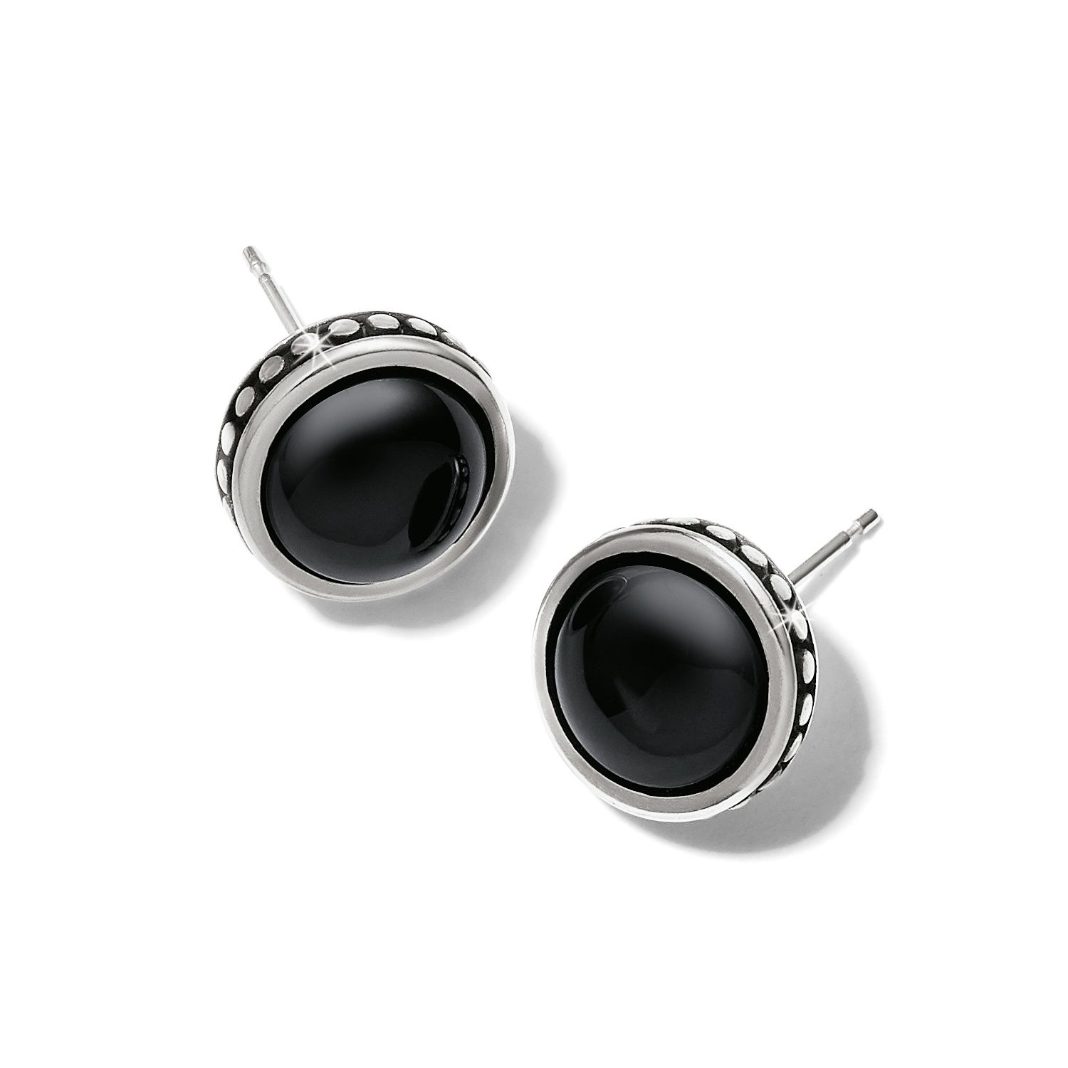 Pebble Dot Onyx Post Earrings, Color: Silver/Black