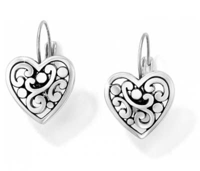 Contempo Heart Leverback Earrings, Color: Silver