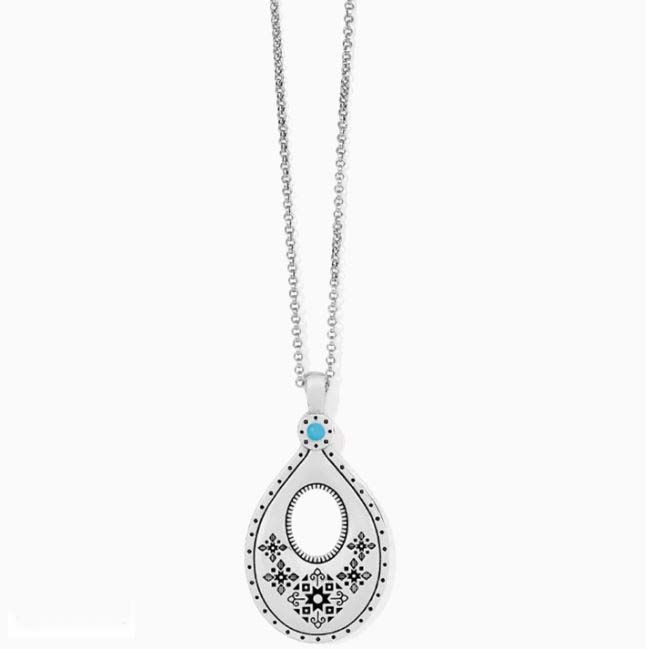 Mosaic Teardrop Convertible Necklace, Color: Silver/Turquoise