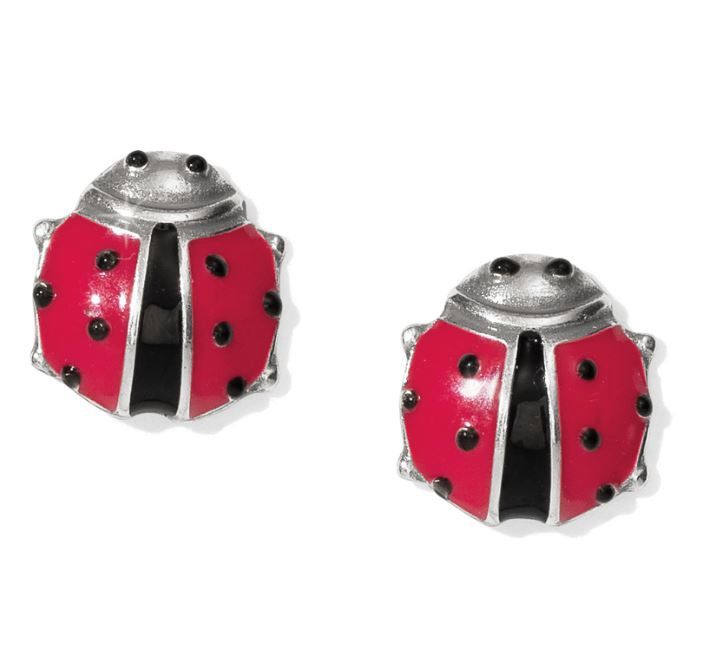 Spring Ladybug Mini Post Earrings, Color: Silver/Multi