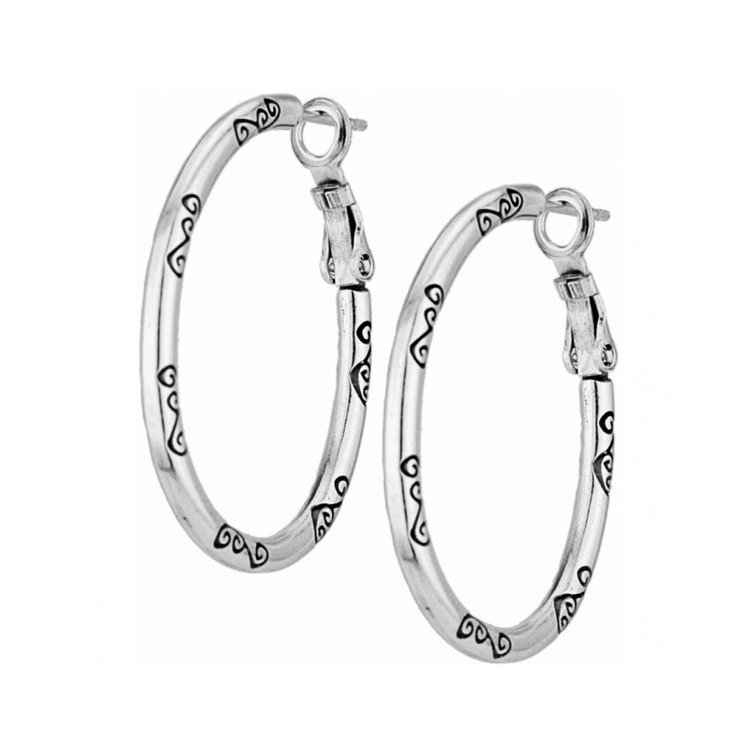 Oval Hoop Charm Earrings, Color: Silver