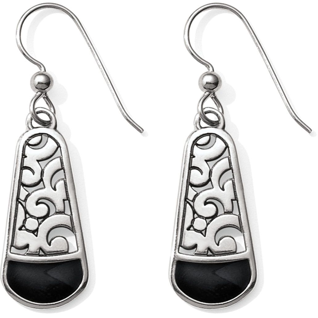 Catania Black French Wire Earrings, Color: Silver/Black