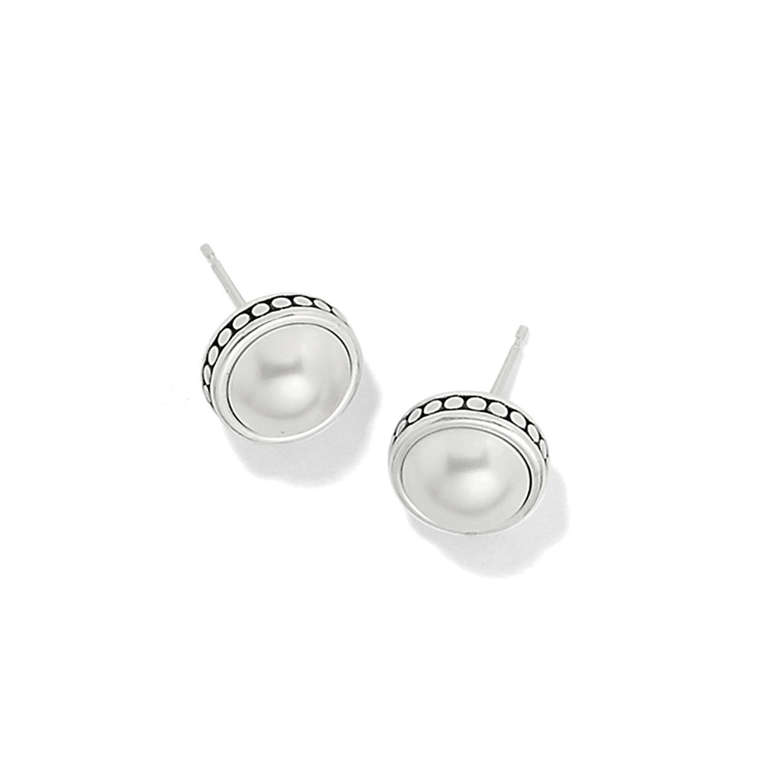Pebble Dot Pearl Post Earrings, Color: Silver/Pearl