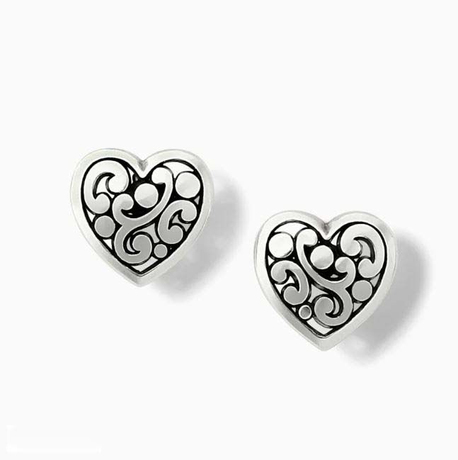 Contempo Heart Post Earrings, Color: Silver