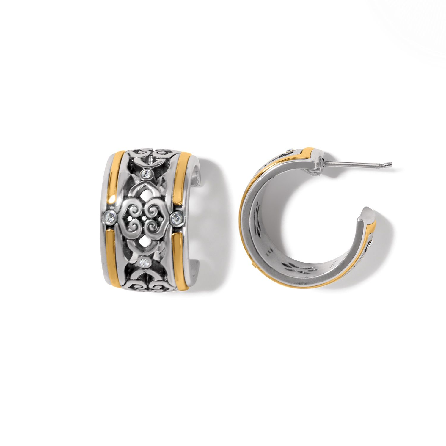 Intrigue Soiree Two Tone Hoop Earrings, Color: Silver/Gold