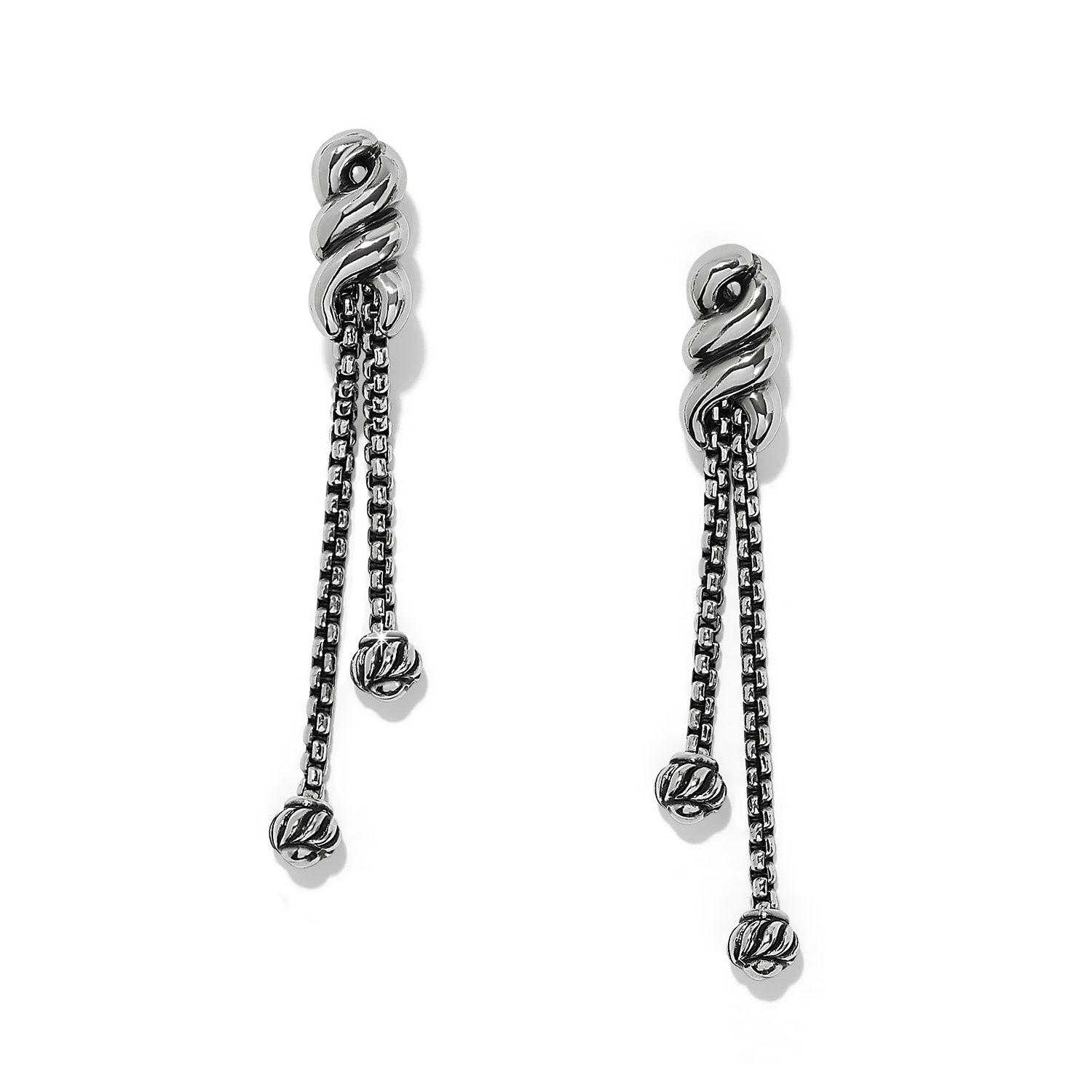Interlok Twist Double Post Drop Earrings, Color: Silver