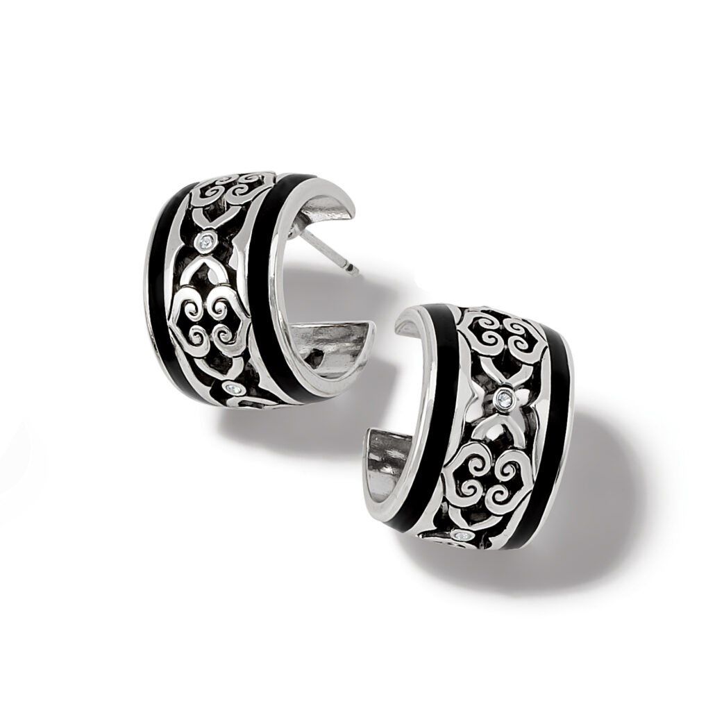 Intrigue Soiree Hoop Earrings, Color: Silver/Black