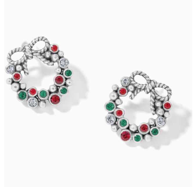 Eternal Life Wreath Mini Post Earrings, Color: Silver/Multi