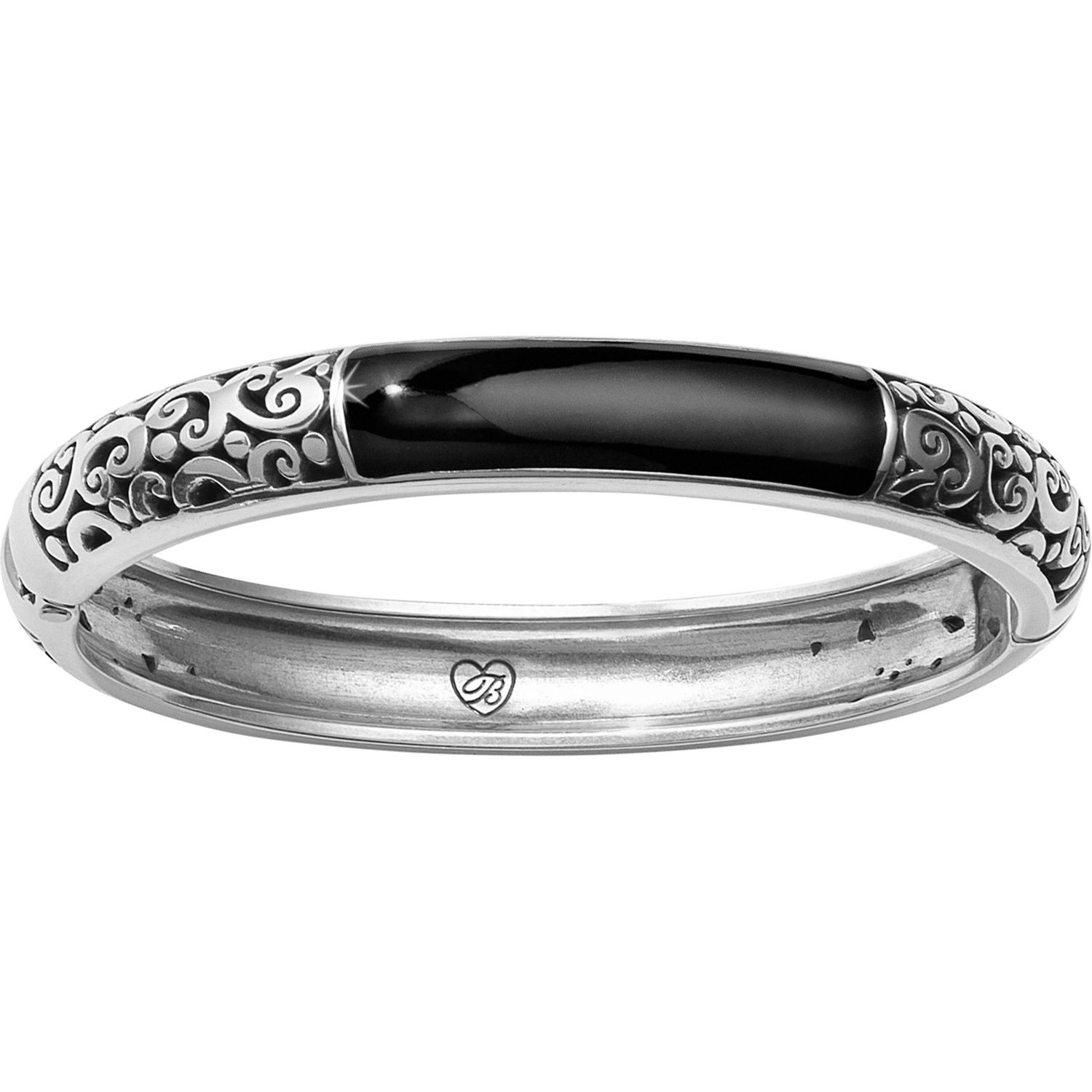 Catania Hinged Bangle - Black, Color: Silver/Black