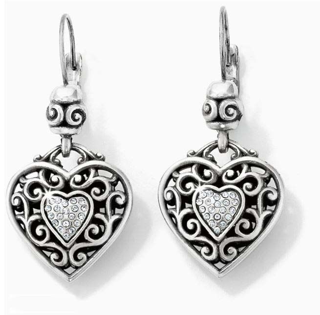 Reno Heart Leverback Earrings, Color: Silver