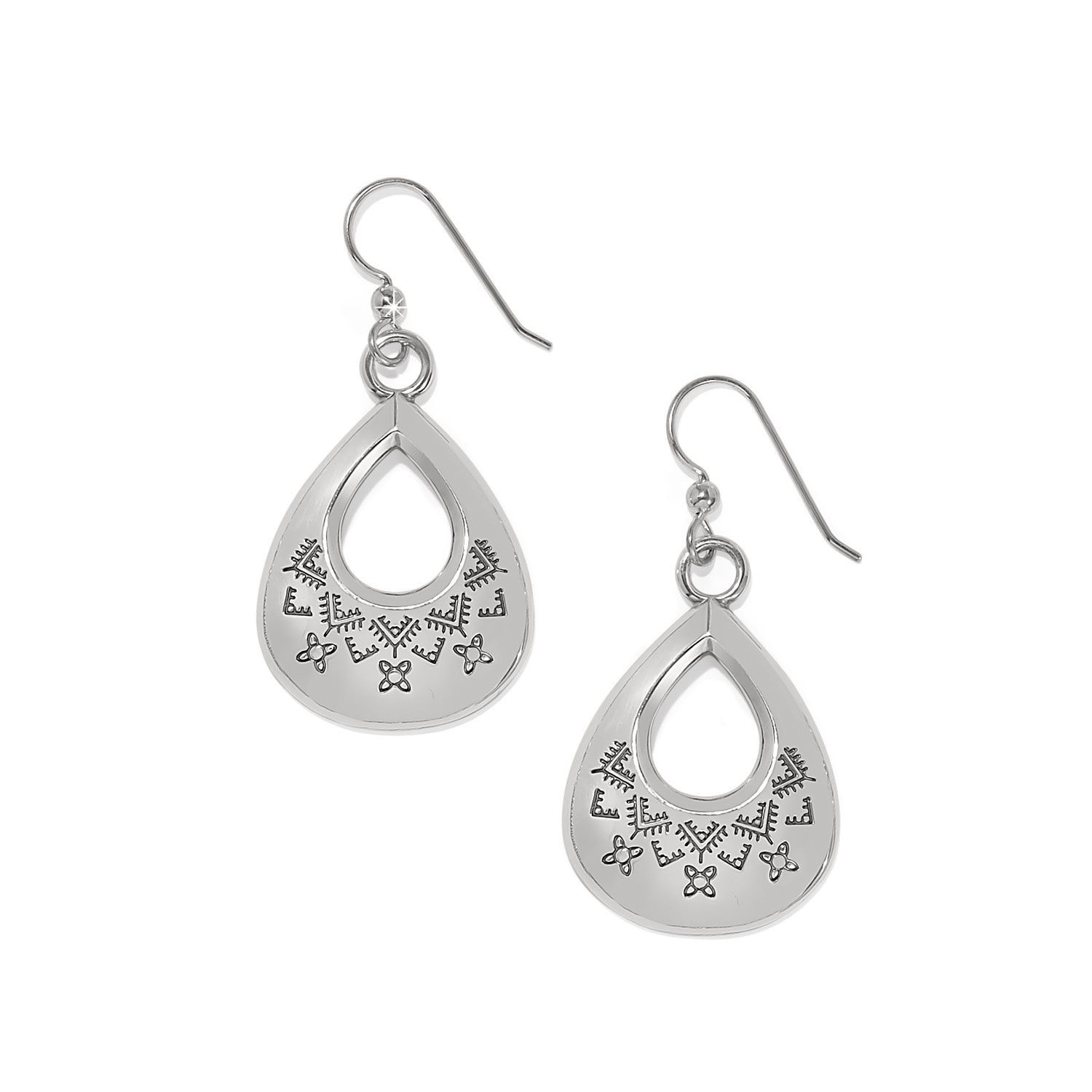 Mosaic Paseo Etch Teardrop French Wire Earrings, Color: Silver