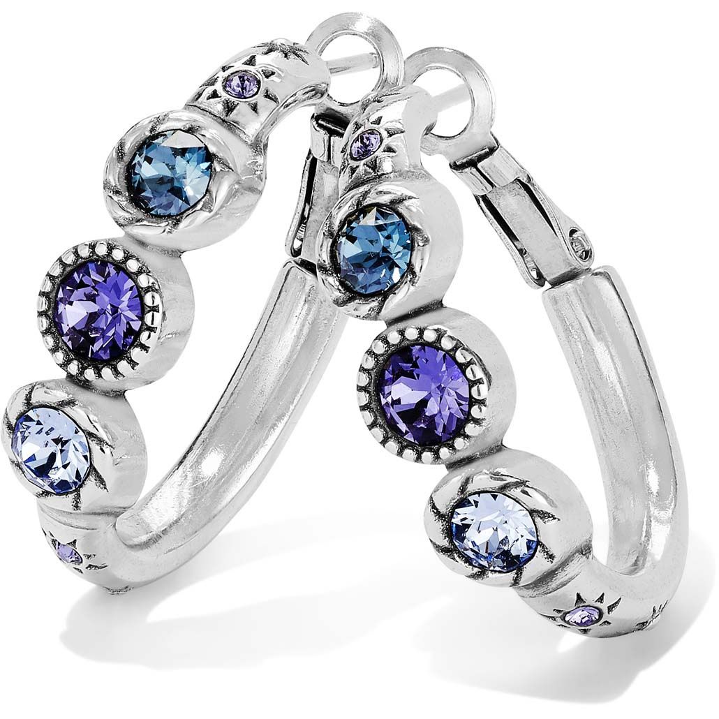 Halo Trio Hoop Earrings, Color: Silver/Tanzanite