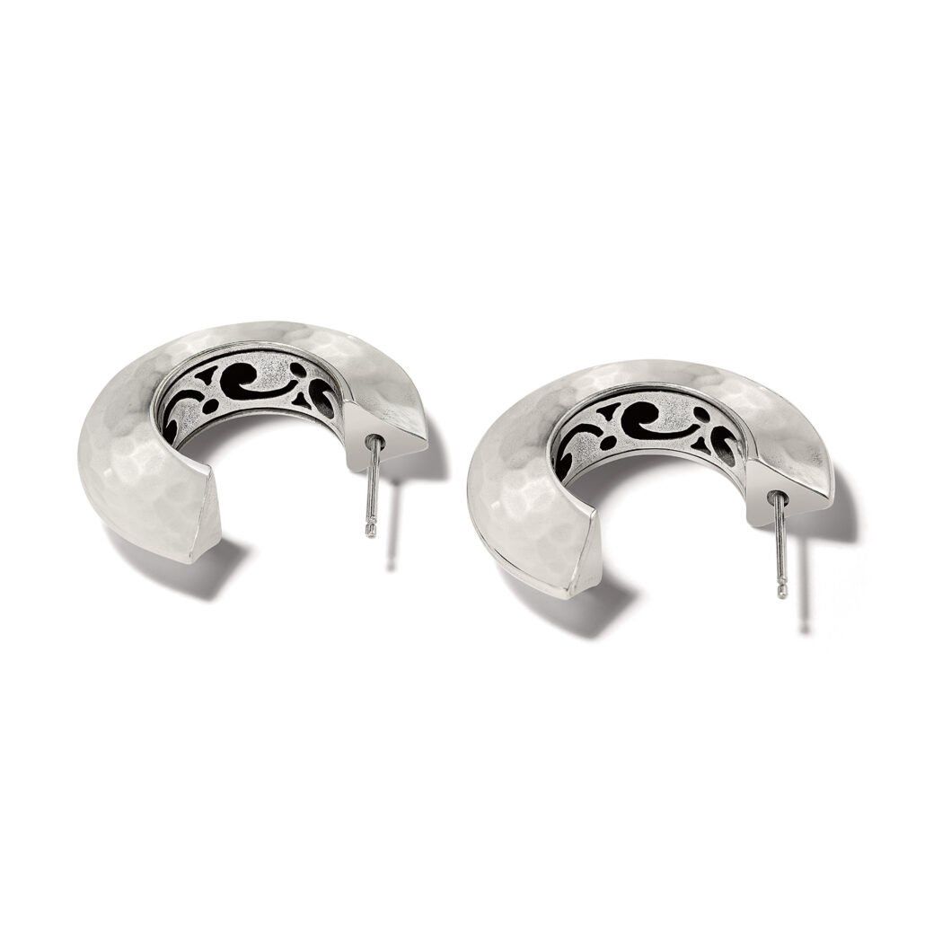 Mystic Moon Hoop Earrings - Silver, Color: Silver